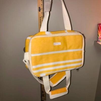 Purses / handbags: Yellow case, "Girls just want to have fun", zipper pouch (Staff note: CBWLN);