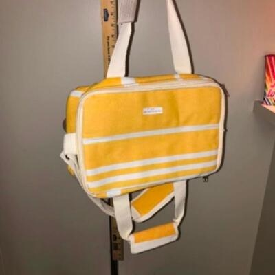 Purses / handbags: Yellow case, "Girls just want to have fun", zipper pouch (Staff note: CBWLN);