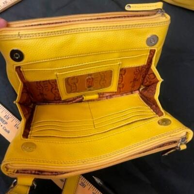 Purses / handbags: Yellow, macrame, LaRegale, et al;