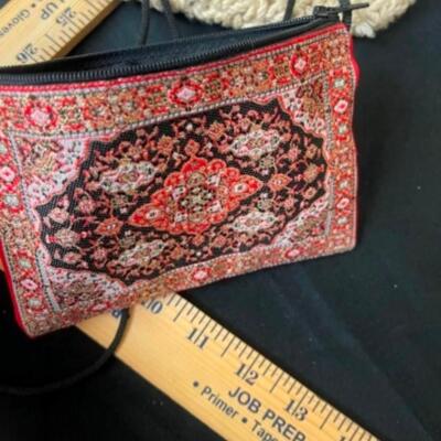 Purses / handbags: Yellow, macrame, LaRegale, et al;