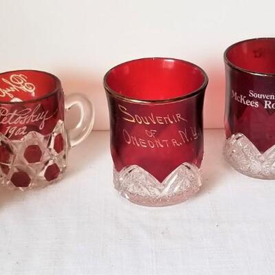 Lot #113  Ruby Flashed Souvenir Lot - early 20th century - 5 pieces