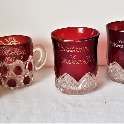 Lot #113  Ruby Flashed Souvenir Lot - early 20th century - 5 pieces