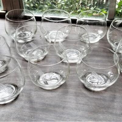 Lot #114  Set of 11 Vintage Acid-etched juice glasses - wheat motif