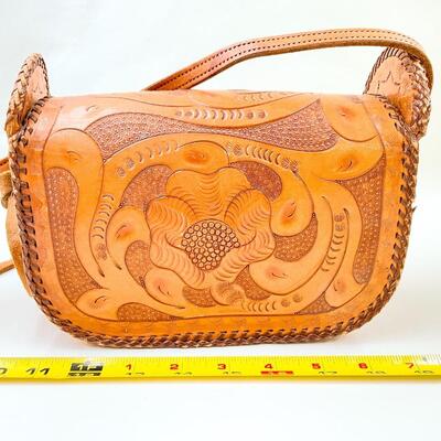 SMALL TOOLED LEATHER SHOULDER BAG