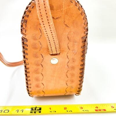 SMALL TOOLED LEATHER SHOULDER BAG