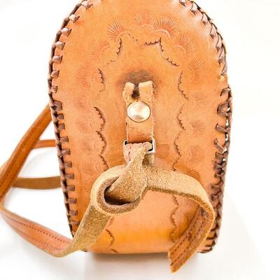 SMALL TOOLED LEATHER SHOULDER BAG