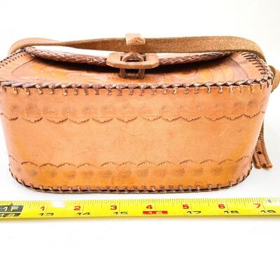 SMALL TOOLED LEATHER SHOULDER BAG
