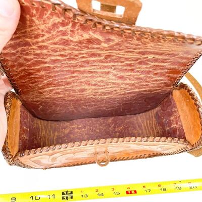 SMALL TOOLED LEATHER SHOULDER BAG