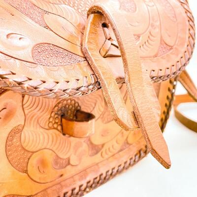 SMALL TOOLED LEATHER SHOULDER BAG