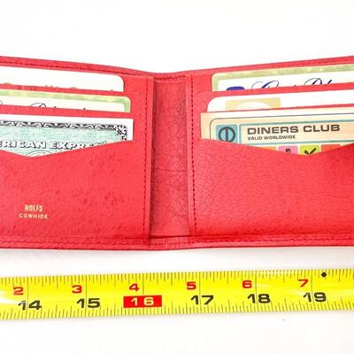 VINTAGE RED ROLFS COWHIDE LEATHER WALLET
