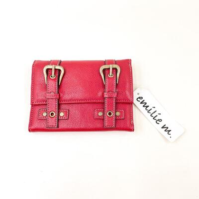 EMILIE M. RED WALLET W/ GREEN INTERIOR - NEW WITH TAGS
