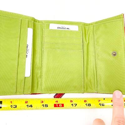 EMILIE M. RED WALLET W/ GREEN INTERIOR - NEW WITH TAGS