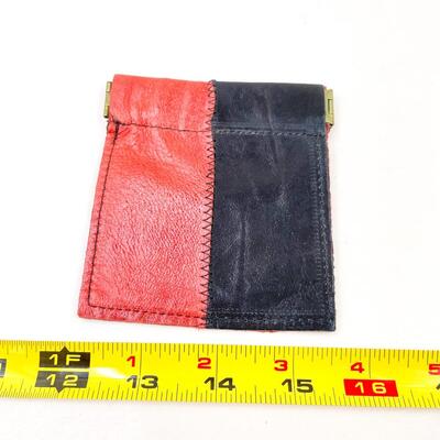 BLACK & RED LEATHER COIN PURSE
