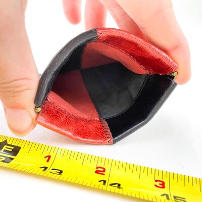 BLACK & RED LEATHER COIN PURSE