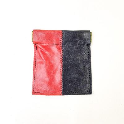 BLACK & RED LEATHER COIN PURSE