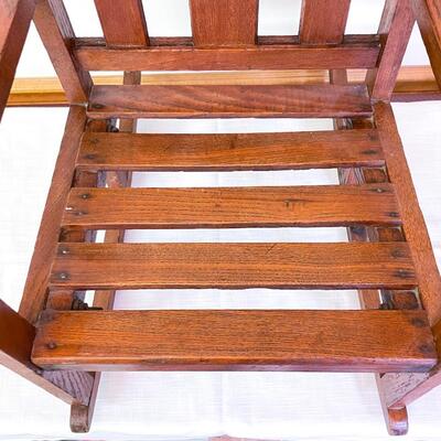 ANTIQUE CHILDâ€™S WOODEN ROCKING CHAIR