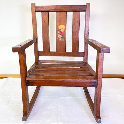 ANTIQUE CHILDâ€™S WOODEN ROCKING CHAIR