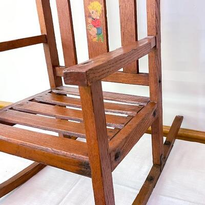 ANTIQUE CHILDâ€™S WOODEN ROCKING CHAIR