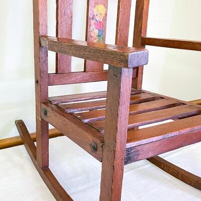 ANTIQUE CHILDâ€™S WOODEN ROCKING CHAIR