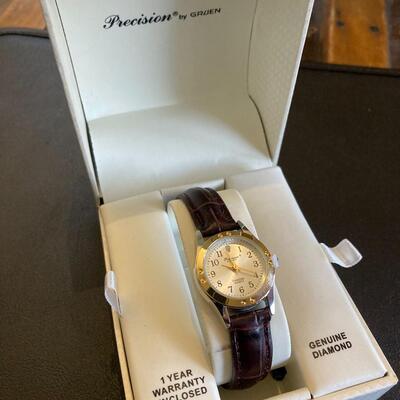 Precision by GRUEN Diamond Dial Watch with Box and Paperwork