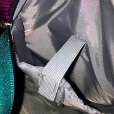 Purses / handbags: Purple bookbag;