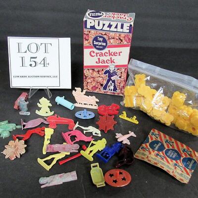 Large Lot of Vintage Cracker Jack Toys and Cracker Jack Puzzle