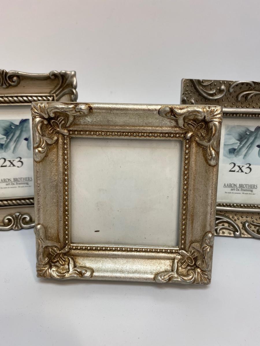 Set of 3 Small Square Silver Tone Picture Frames