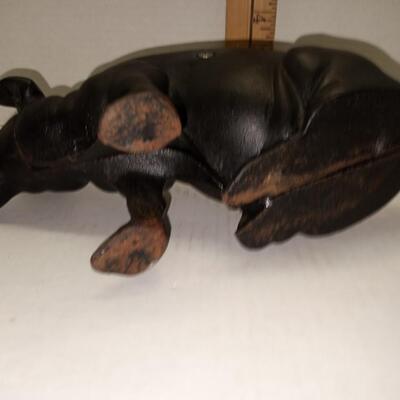 Rare Vintage 19th Century American Black Cast Iron Piggy Bank