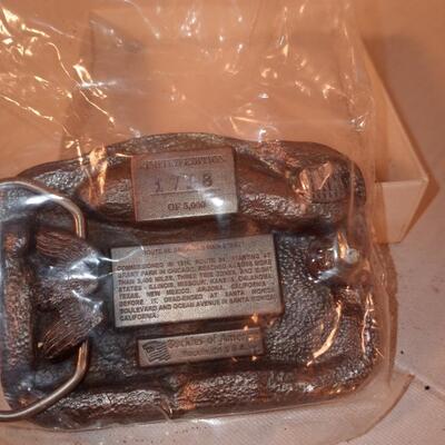 Route 66 Americaâ€™s Main Street - Belt Buckle heavy pewter. Limited Ed. Numbered New in Box number 1718