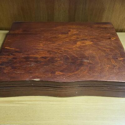 WM ROGERS SILVER PLATE UTENTIL SET W/ WOOD BOX