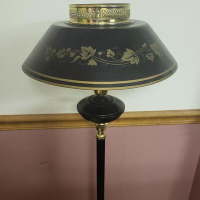 VINTAGE BLACK METAL FLOOR LAMP WITH REMOVABLE BLACK METAL SHADE