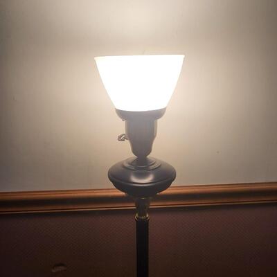 VINTAGE BLACK METAL FLOOR LAMP WITH REMOVABLE BLACK METAL SHADE