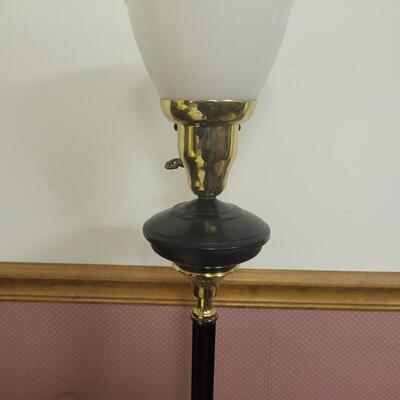 VINTAGE BLACK METAL FLOOR LAMP WITH REMOVABLE BLACK METAL SHADE