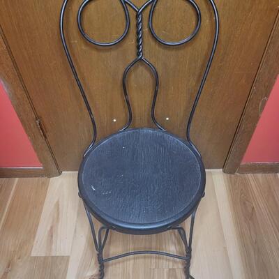 ANTIQUE BLACK METAL PARLOR CHAIT