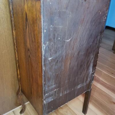 ANTIQUE MUSIC - RECORD TIGER WOOD CABINET