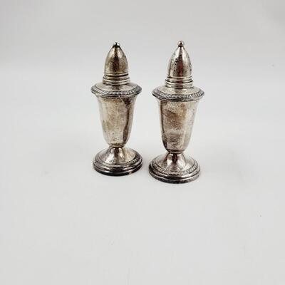 VINTAGE CROWN WEIGHTED STERLING SALT & PEPPER SHAKERS