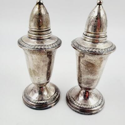 VINTAGE CROWN WEIGHTED STERLING SALT & PEPPER SHAKERS