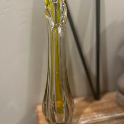 Swung glass vase with yellow