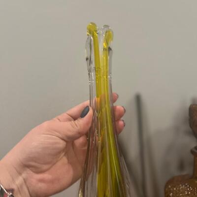 Swung glass vase with yellow
