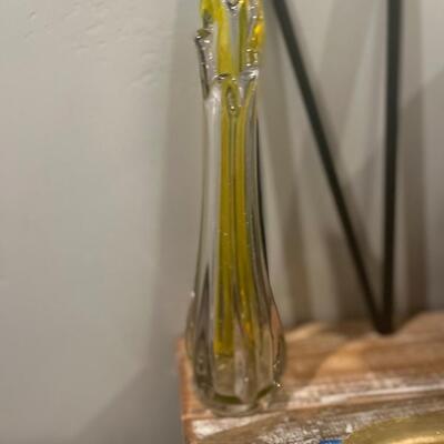 Swung glass vase with yellow