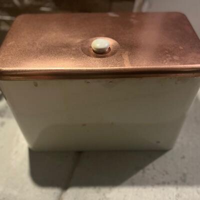 Vintage tin sewing container