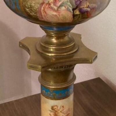 Victorian Lamp With Brass Base