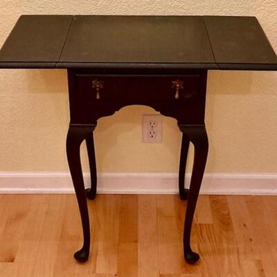 Small Black Vintage Drop Leaf Accent Table