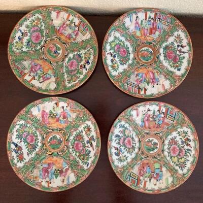 Four Hand Painted Vintage Chinese Plates