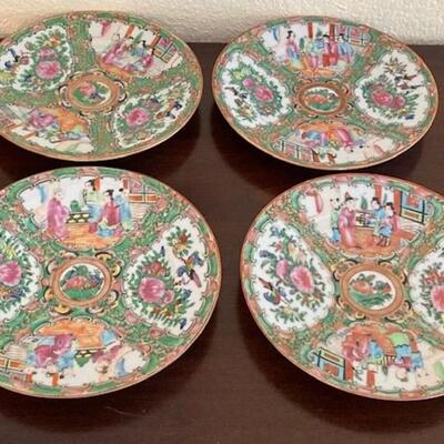 Four Hand Painted Vintage Chinese Plates