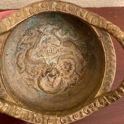Vintage Brass Asian Handled Bowl