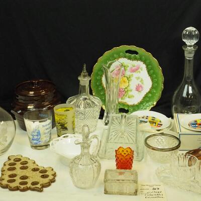 Lot 107- Collectible Crystal decanters with original stoppers  Glass and ceramic collectibles