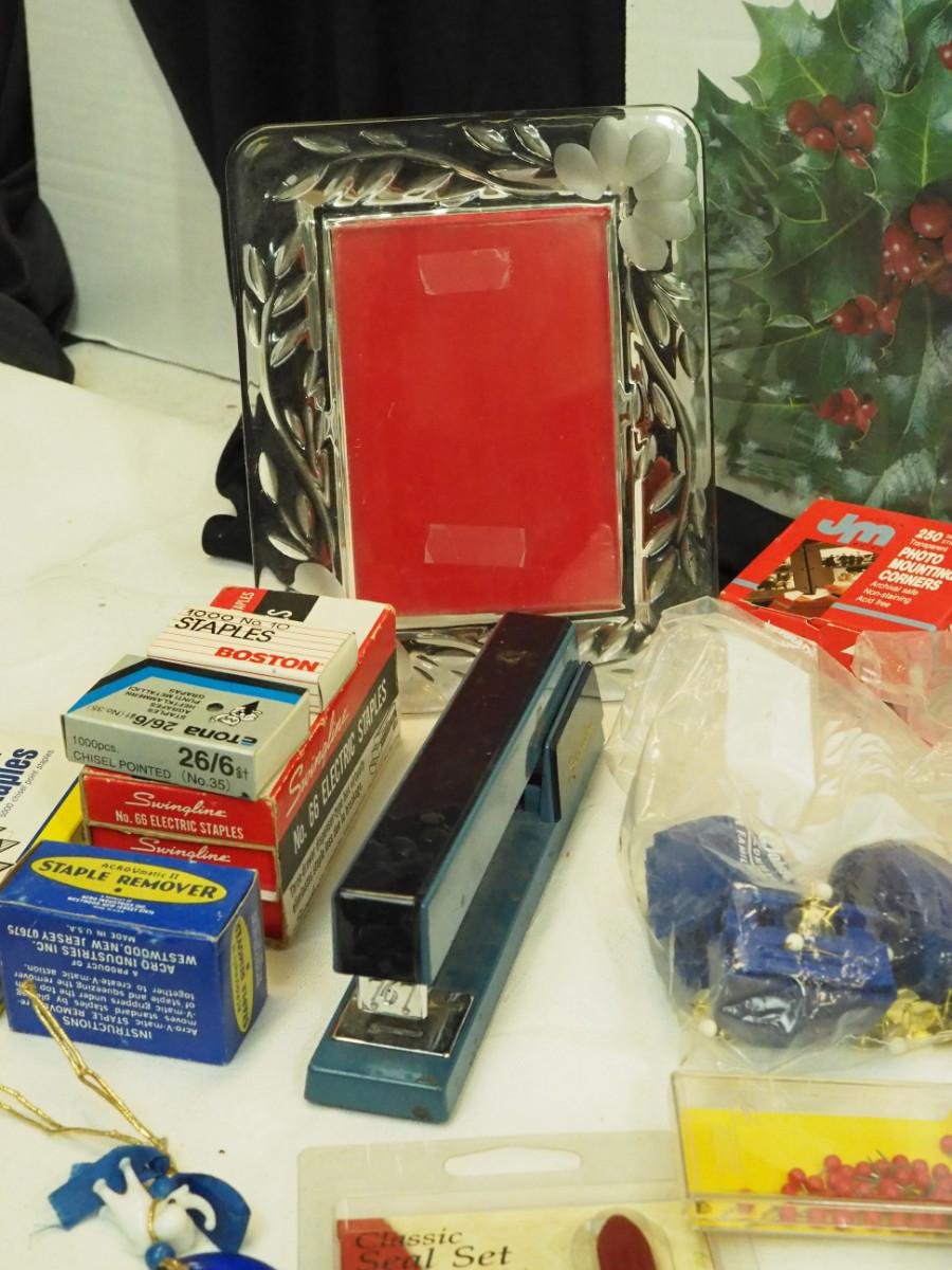 Lot 109 Office supplies unique labels rubber stamps