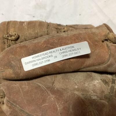 antique baseball mitt and globes