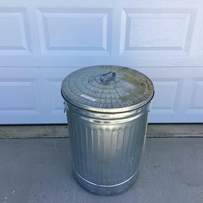 metal trashcan